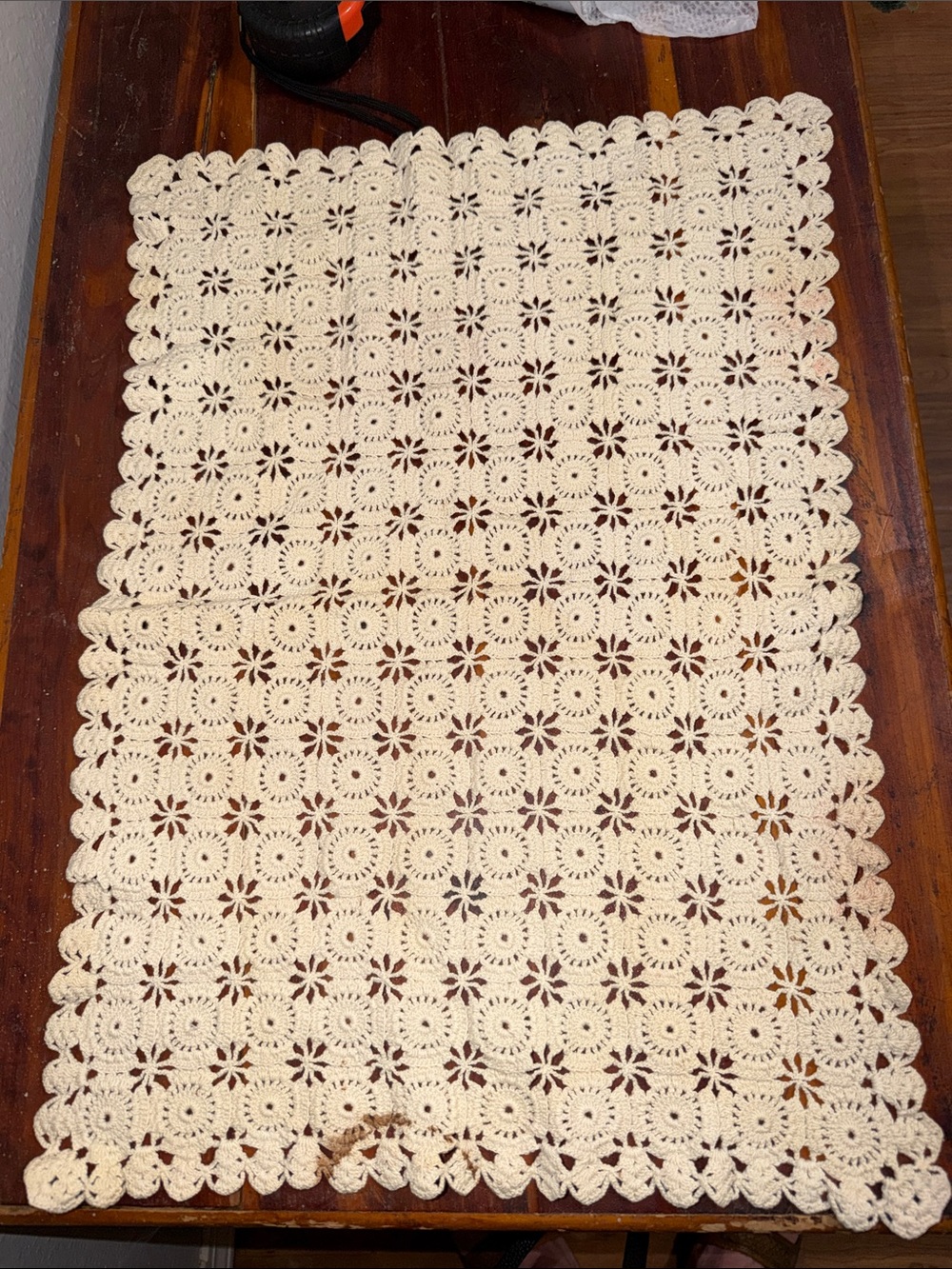 vintage crochet table linen centerpiece cottagecore granny delicate farmhouse
